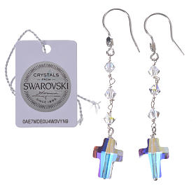 Pendant earrings in 925 silver and white crystal