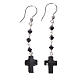 Pendant earrings in 800 silver and black crystal s1