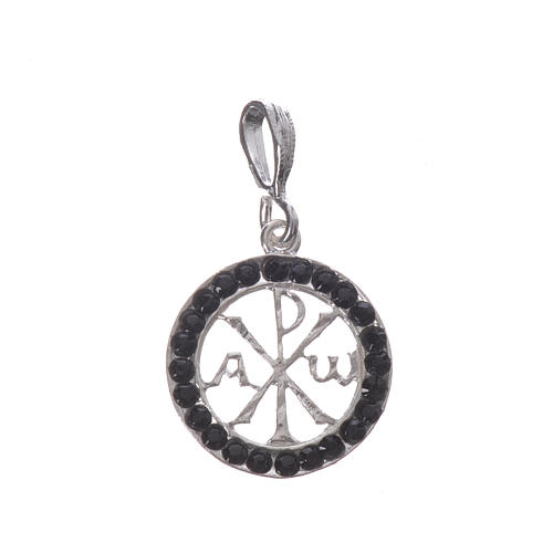 Pendant charm in 800 silver and black crystal 1