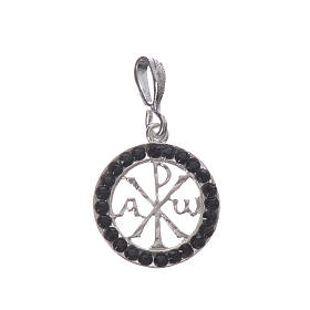 Pendant charm in 800 silver and black crystal