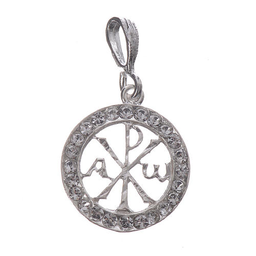 Pendant charm in 925 silver and white crystal 1