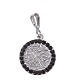 Pendant charm in 925 silver and black strass with Pax symbol s1