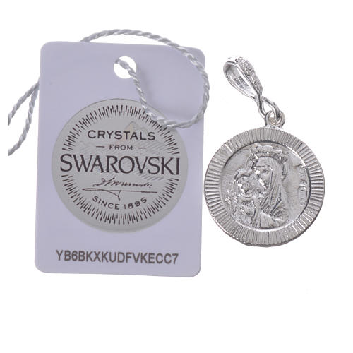 Pendant charm in 800 silver and white strass with Pax symbol 2