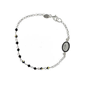 Bracelet dizainier arg. 925 strass noir 3mm