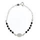 Bracelet Single Decade silver 925 Medal and black strass 4mm s2