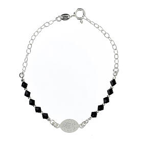 Bracelet Single Decade silver 925 Medal and black strass 4mm