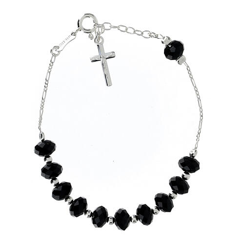 Single Decade silver 925 black strass 8mm 1