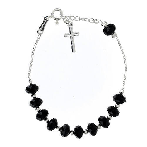 Single Decade silver 925 black strass 8mm 2