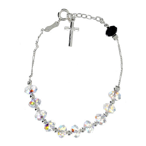Single Decade silver 925 white strass black Pater 8mm 2