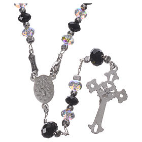 Rosary beads in 925 silver and black and white strass, 6mm
