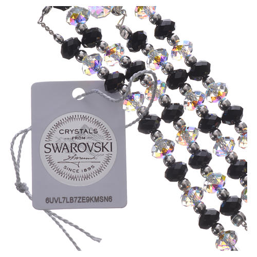 Rosary beads in 925 silver and black and white strass, 6mm 4