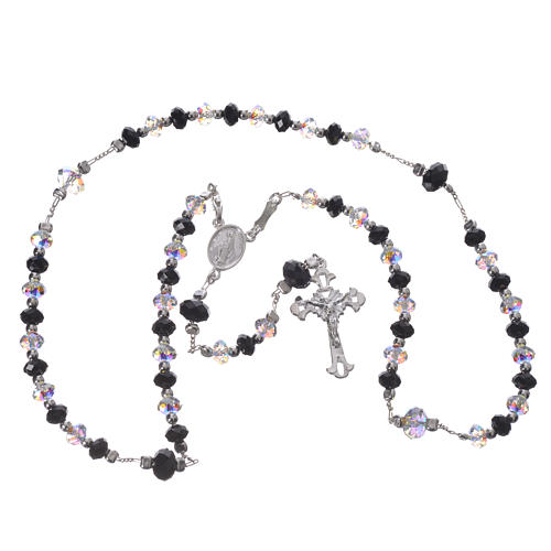 Rosary beads in 925 silver and black and white strass, 6mm 3