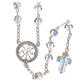 Rosary beads in 925 silver and strass, 6mm Pax symbol medal