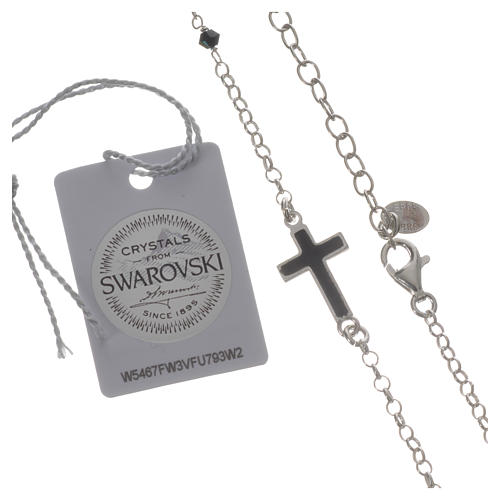 Necklace in 925 silver and black strass with Miraculous Medal 3mm 3