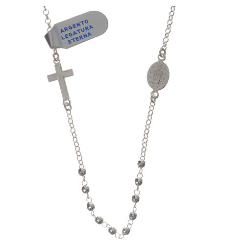 Necklace in 925 silver with Miraculous Medal 3mm with multifaceted grains 2