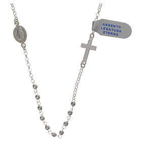 Necklace in 925 silver with Miraculous Medal 3mm with multifaceted grains