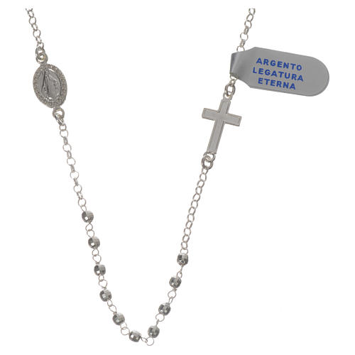 Necklace in 925 silver with Miraculous Medal 3mm with multifaceted grains 1