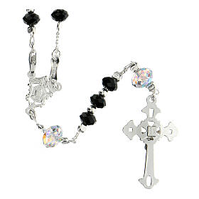 Rosary beads in 925 silver and black strass 6mm and Pater bead 8mm