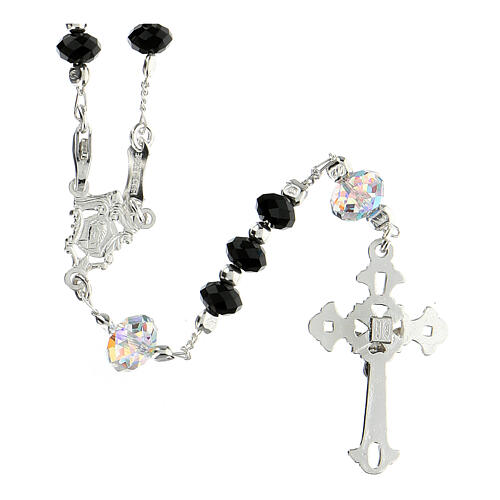 Rosary beads in 925 silver and black strass 6mm and Pater bead 8mm 2