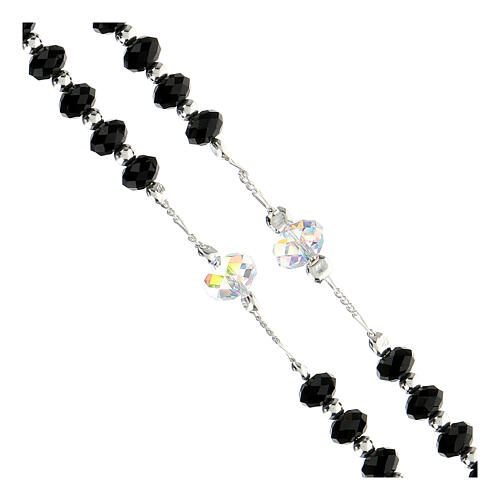 Rosary beads in 925 silver and black strass 6mm and Pater bead 8mm 3
