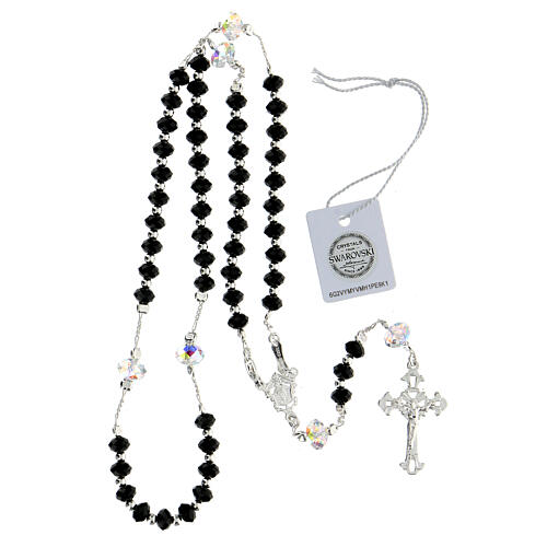 Rosary beads in 925 silver and black strass 6mm and Pater bead 8mm 4