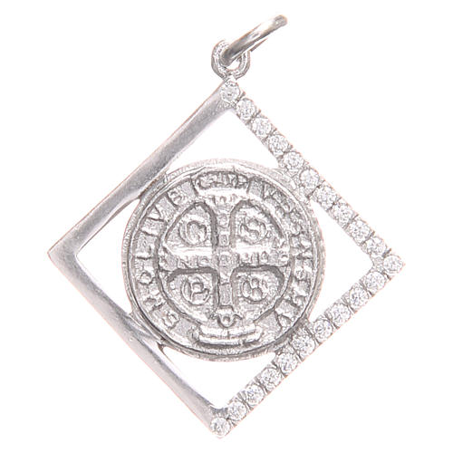 Pendant charm in 925 silver with Saint Benedict Cross 1.6x1.6cm 1