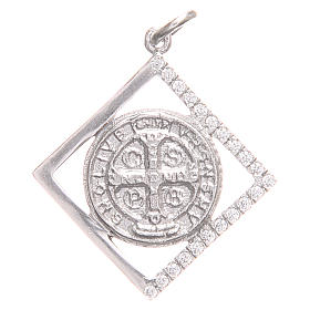 Pendant charm in 925 silver with Saint Benedict Cross 1.6x1.6cm