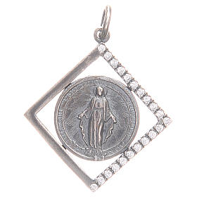 Pendant charm in 925 silver with Miraculous Medal 1.6x1.6cm
