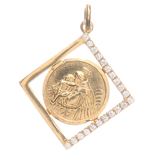 Pendant charm in 925 silver with Saint Anthony of Padua 1.6x1.6cm 1