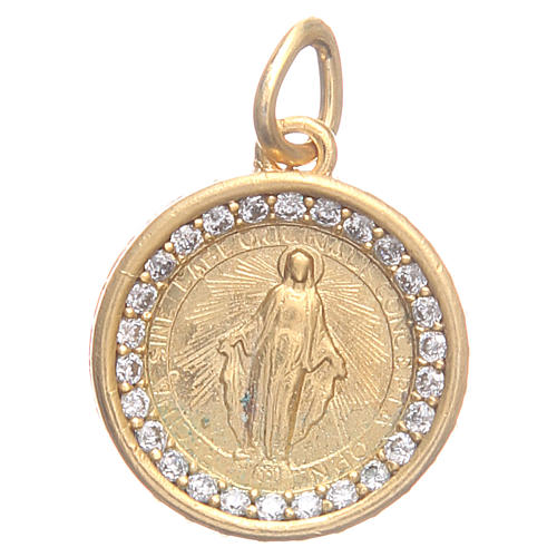 Medal in gold plated brass with Our Lady of the Miraculous medal 1.7cm 3