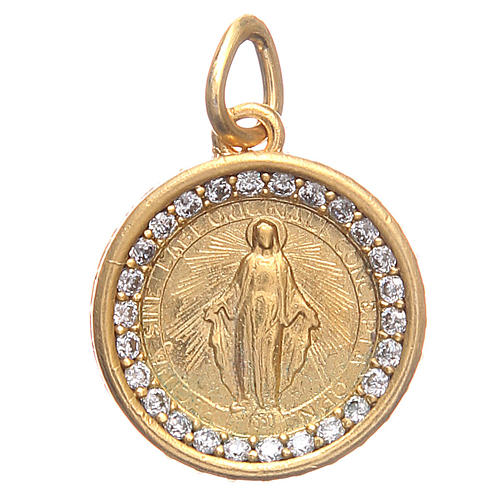 Medal in gold plated brass with Our Lady of the Miraculous medal 1.7cm 1