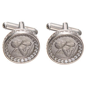 Gemelli uomo argento 800 con Angelo di Raffaello 1,7 cm