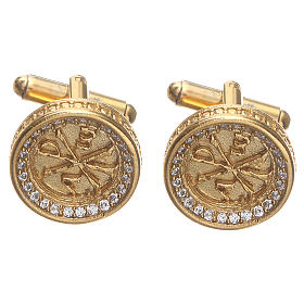 Religious cufflinks: Cufflinks for men brass, PAX symbol 1,7cm