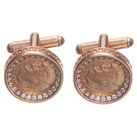 Gemelos para camisa: Mancuernillas de pulsera plata 800 Papa Francisco 1,7 cm rosada