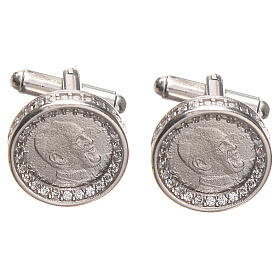 Boutons de manchette religieux: Boutons de manchettes argent 800 Pape François 1,7 cm