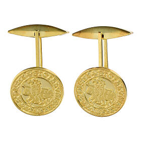 Botões de punho prata 800 dourada Sigillum Militum Xpisti 1,6 cm