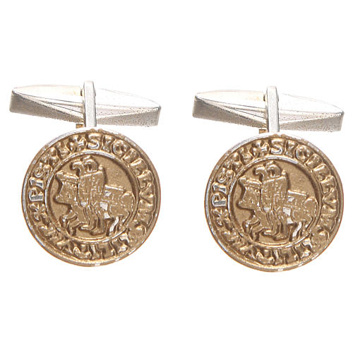 Botões de punho prata 800 dourada Sigillum Militum Xpisti 1,6 cm 1