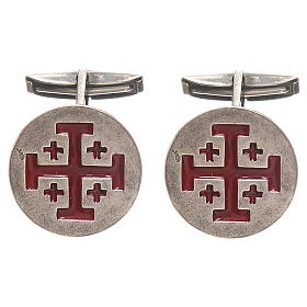 Botões punho para camisa prata 925 Cruz Jerusalém 1,9 cm