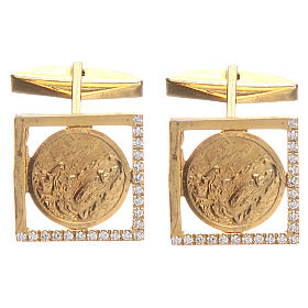Cufflinks Silver 925 gold-plated, Madonna of Lourdes 1,7x1,7cm