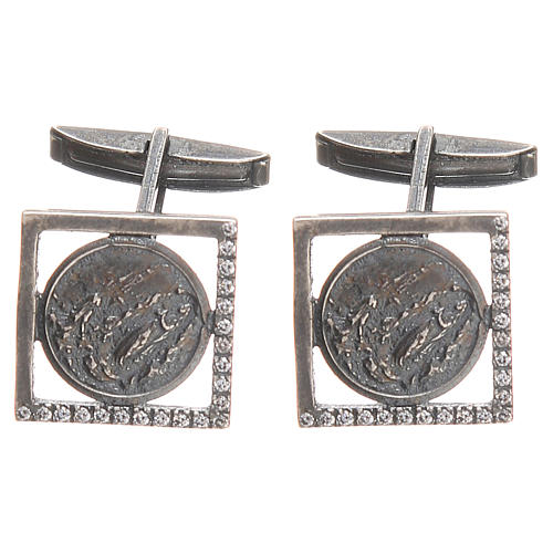 Our Lady of Lourdes Cufflinks in burnished 800 Silver 1