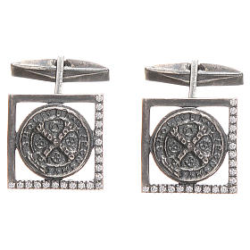 St. Benedict cufflinks in 925 burnished Silver