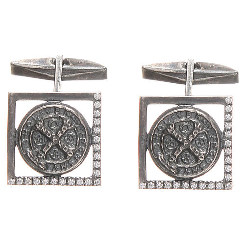 St. Benedict cufflinks in 925 burnished Silver 1