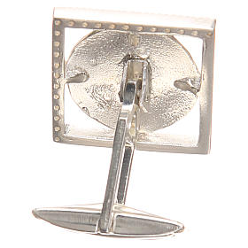 Gemelos para camisa: Gemelos joyas plata 800 rodiada Papa Francisco 1,8x1,8 cm