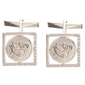 Gemelli gioielli argento 925 rod Sant'Antonio Padova 1,7x1,7 cm