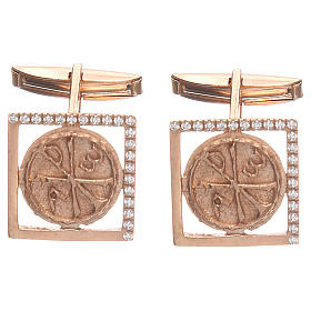 Gemelli gioielli argento 800 rosè simbolo XP 1,7x1,7 cm