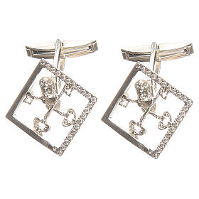 Gemelli per camicie argento 925 Chiavi Vaticano 1,7x1,7 cm