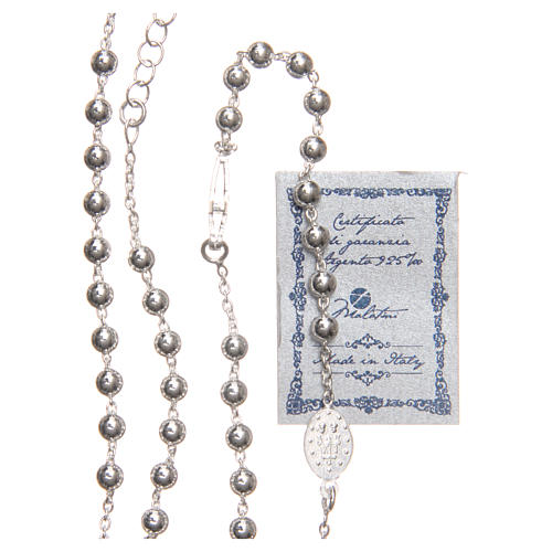 Collar rosario Plata 925 cuentas de 4 mm cruz y Misericodia 3
