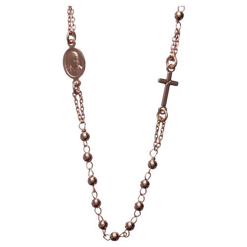 Collar rosario AMEN plata 925 rosado 1