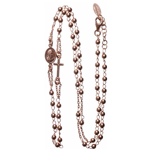 Collar rosario AMEN plata 925 rosado 3