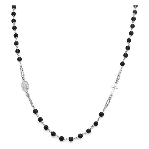 Collana rosario girocollo AMEN cristalli neri argento 925 fin. Rodio 1